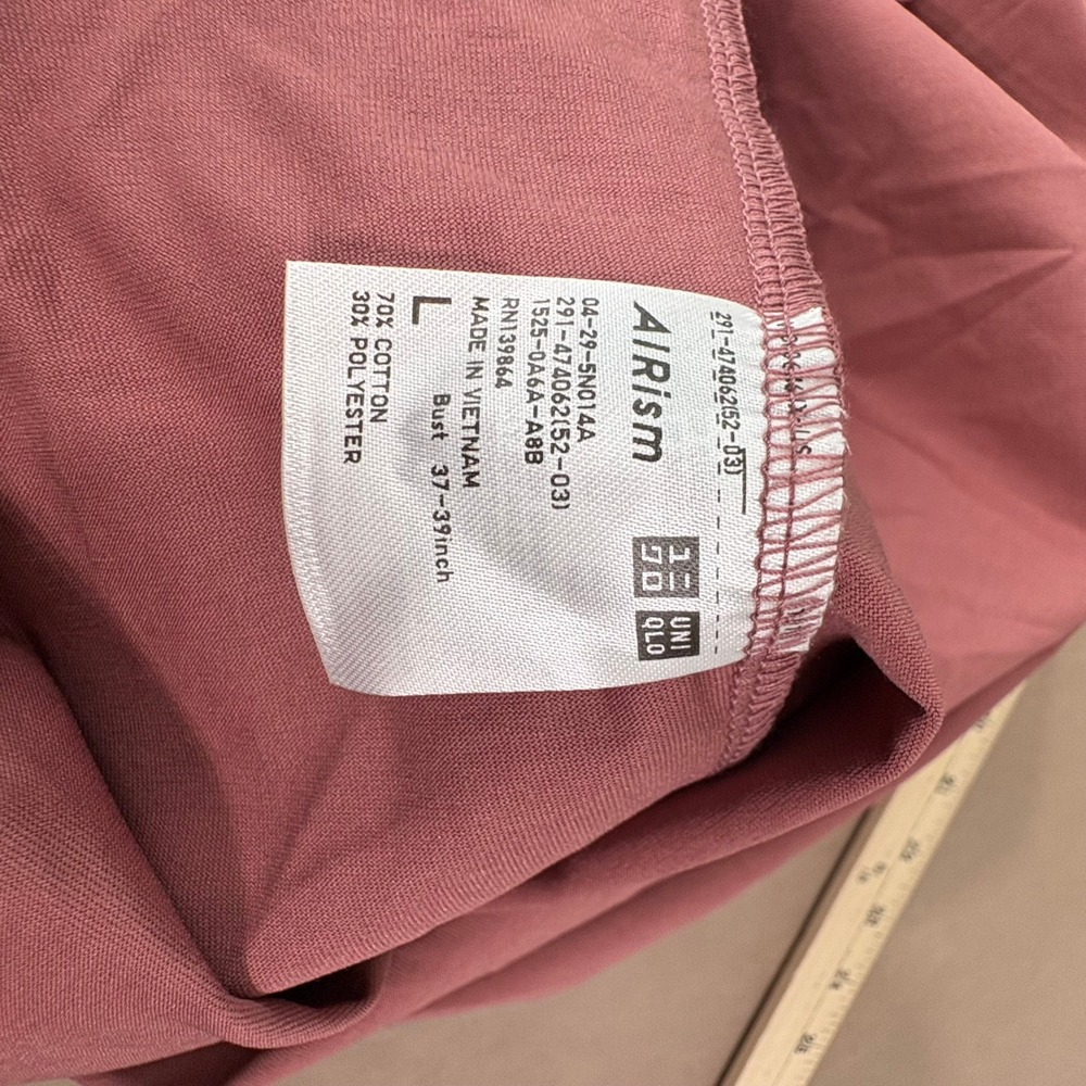 Uniqlo T Dress Womens Large Pink AIRism Cotton Short Sleeve Maxi Casual Boho NEW - Picture 5 of 11